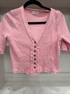 Pink Lily small Soft Pink Ribbed Knit Top - Pink Lily.  Like new